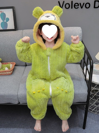 Dječja jedinstvena pidžama-kombinezon za spavanje, crtani stil, kordurojna tkanina s krznom kunića 81–90%, za novorođenčad, zima