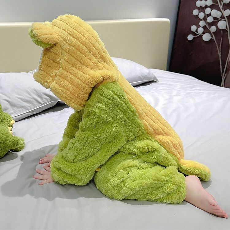 Dječja jedinstvena pidžama-kombinezon za spavanje, crtani stil, kordurojna tkanina s krznom kunića 81–90%, za novorođenčad, zima