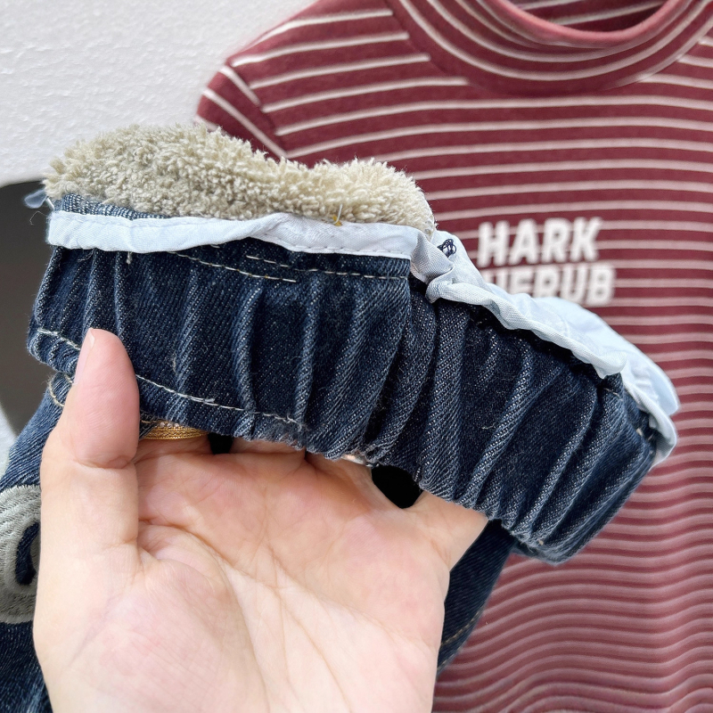 Dječje traperice, korejskog stila, tkanina od pamukove smjese, elastični pojas, zimske
