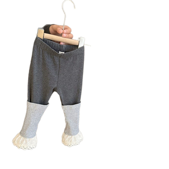 Colanți pentru copii, cu dantelă în stil coreean, 90% bumbac, lungi, talie medie, 3-8 ani