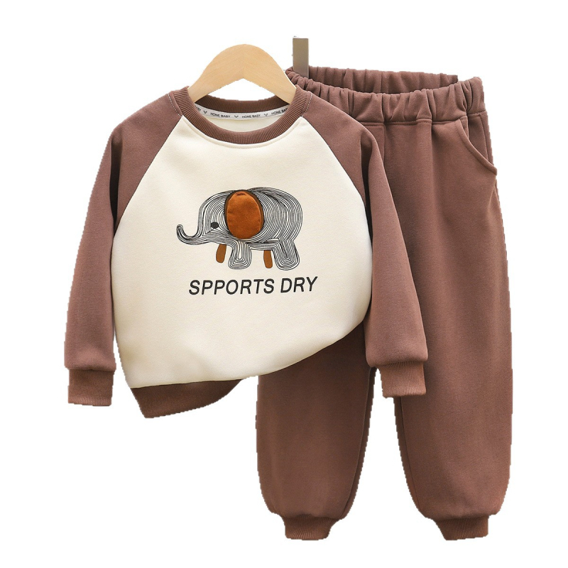 Dječji termalni set od pamuka: pulover i hlače, dva komada – unisex, korejskog stila, debeli materijal, za jesen/zimu.