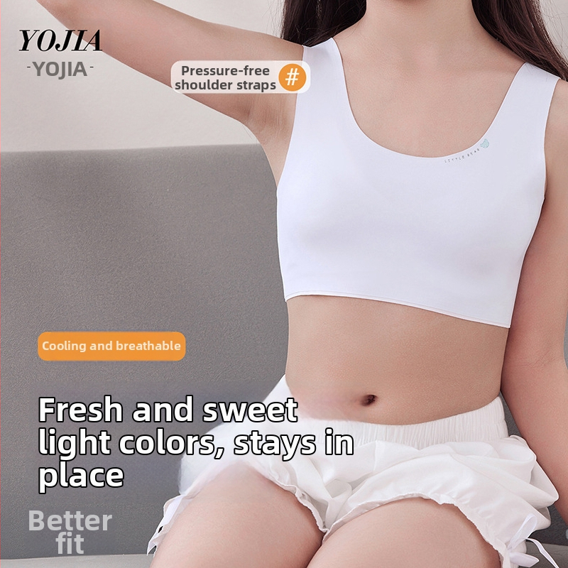 YOJIA Mergaitėms sportinis liemenėlis – Vystymosi 1 etapas, 8+ m., virš 140 cm, poliesterio terry audinys, vasara 2025