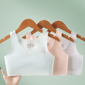 Djevojački bešavni trening grudnjak, za dob 12-15 godina, prozračni najlon, puni košarica s tankim oblikovanim košaricama, čvrste dvostruke naramenice