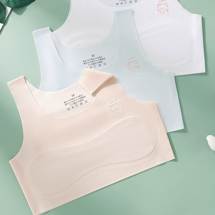 Djevojački bešavni trening grudnjak, za dob 12-15 godina, prozračni najlon, puni košarica s tankim oblikovanim košaricama, čvrste dvostruke naramenice