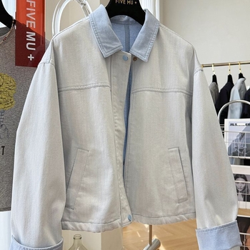 Ženska denimska jakna u korejskom casual stilu, dugi rukav, Turn-down ovratnik, normalna duljina, 95% poliester, jesen 2025