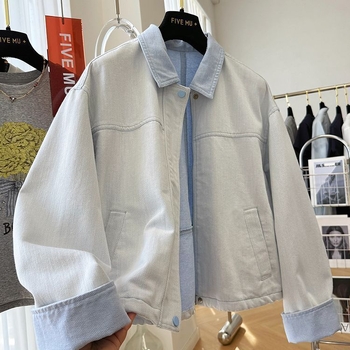 Ženska denimska jakna u korejskom casual stilu, dugi rukav, Turn-down ovratnik, normalna duljina, 95% poliester, jesen 2025