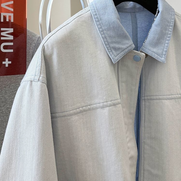 Ženska denimska jakna u korejskom casual stilu, dugi rukav, Turn-down ovratnik, normalna duljina, 95% poliester, jesen 2025