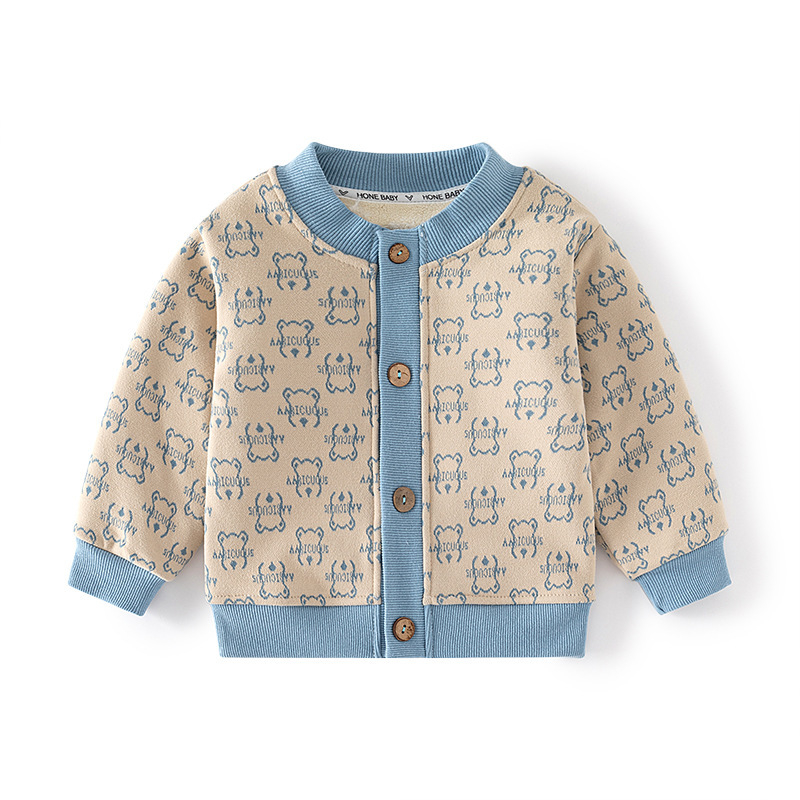 Laste fleecega cardigan, pikkade varrukatega, ühepoolne eesmine kinnis, paks polüesterkangas, polüestervooder