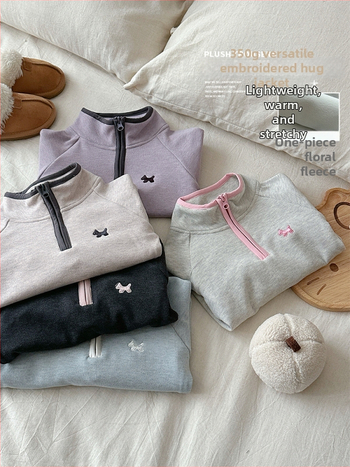 Laste etnilise stiiliga fliisvoodriga soe pikkade varrukatega pullover (ilma kapuutsita), peamine materjal akrüül, vooder polüester, vanus 3–8 aastat