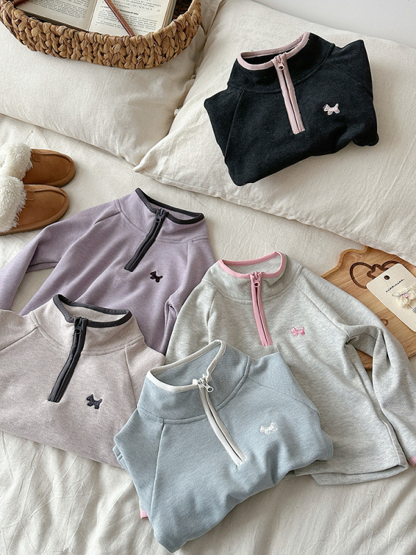 Laste etnilise stiiliga fliisvoodriga soe pikkade varrukatega pullover (ilma kapuutsita), peamine materjal akrüül, vooder polüester, vanus 3–8 aastat