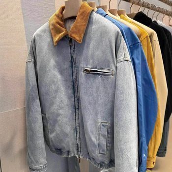 Bavlnený prešívaný kabát, voľný strih, stredná hrúbka, zapínanie na zips, japonsko-kórejský štýl