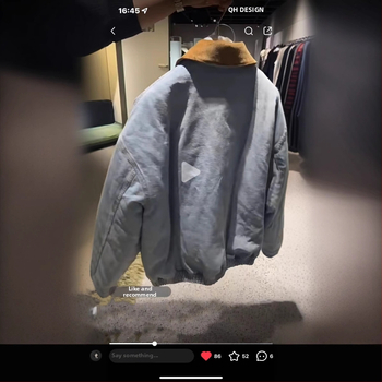 Bavlnený prešívaný kabát, voľný strih, stredná hrúbka, zapínanie na zips, japonsko-kórejský štýl