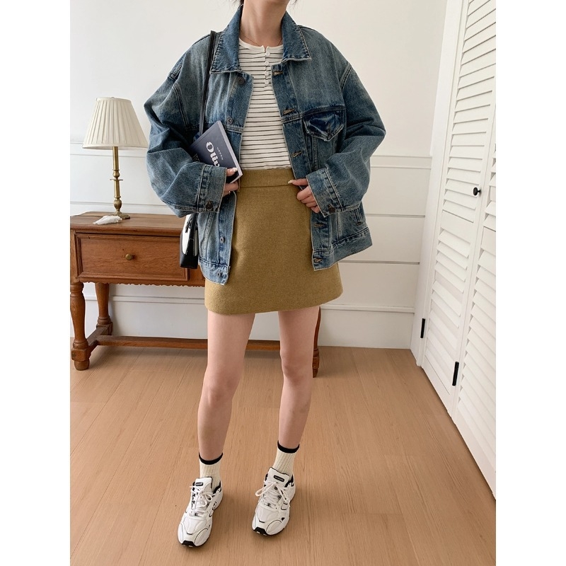 Bavlnené sako s jednofarebným dizajnom, dlhé rukávy, límec, stredná dĺžka