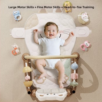 Kūdikių aktyviosios gimnastikos rėmas su nuimamomis pakabinimo dalimis, šviesos muzika ir projekcija — plastikinė žaislas kūdikiams 0–3 m