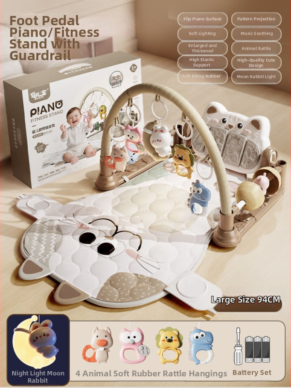 Kūdikių aktyviosios gimnastikos rėmas su nuimamomis pakabinimo dalimis, šviesos muzika ir projekcija — plastikinė žaislas kūdikiams 0–3 m