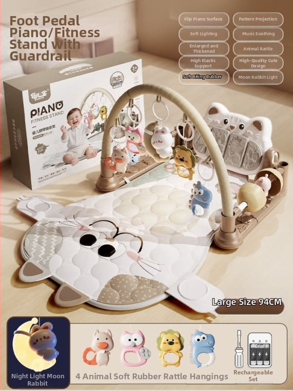 Kūdikių aktyviosios gimnastikos rėmas su nuimamomis pakabinimo dalimis, šviesos muzika ir projekcija — plastikinė žaislas kūdikiams 0–3 m