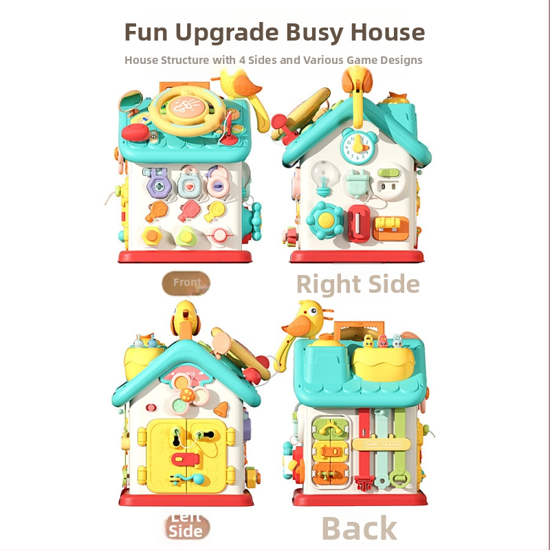 Montessori kuuepoolne hõivatud maja — mitmekülgne varase hariduse mänguasi imikutele, plastikust, 0–2 aastat, Guangdongi päritolu, 3C elektriline mänguasi alla 14-aastastele, mudel XJBB