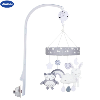 Дрънкалка за креватче за новородени – плюшена животинска висяща музикална въртяща се играчка (Плюш; Звънче и въртене на музика; Подходяща за деца 0–3 г.)