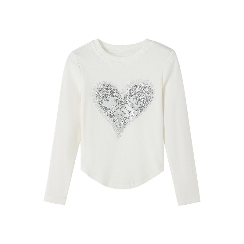 Tüdrukutele pikkade varrukatega T-särk, Korea stiil, puuvilla segust materjal, ümmargune kaelus, niiskust juhtiv kangas