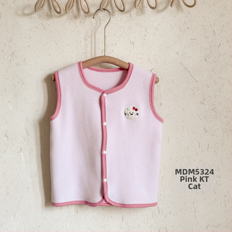 Laste vest – Korea stiilis kardigan, karikatuuri peamotiiv, paks Coral Fleece polüestri voodriga, 3–8 aastat, sügis-talv, kapuutsita, ühe rea nööpidega