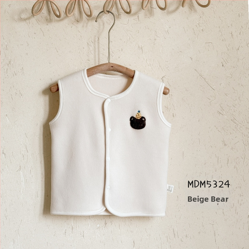 Laste vest – Korea stiilis kardigan, karikatuuri peamotiiv, paks Coral Fleece polüestri voodriga, 3–8 aastat, sügis-talv, kapuutsita, ühe rea nööpidega