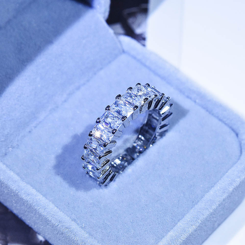 Žiedas - varis, Zhen Rong prekės ženklas, stačiakampio stilius, cirkonų apdirbimas