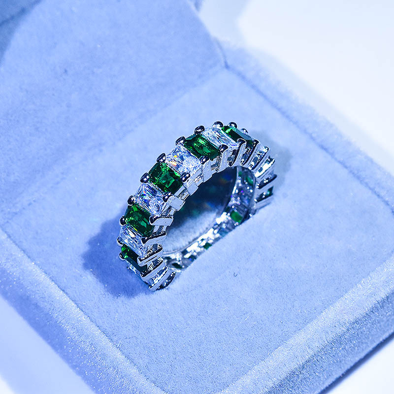 Žiedas - varis, Zhen Rong prekės ženklas, stačiakampio stilius, cirkonų apdirbimas