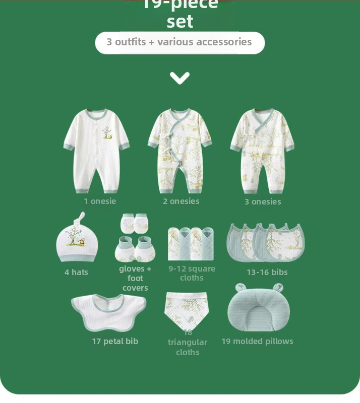 Beebi kinkekarp puuvillast: pikkade varrukatega riided ja tarvikud, lapse vanus 0–12 kuud, sügis 2025