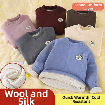 Vaikų žieminis pagrindinis marškinėliai su ilgomis rankovėmis, 92% poliesteris, be kaklo etiketės, saugumo klasė A, žiemos sezonas 2025
