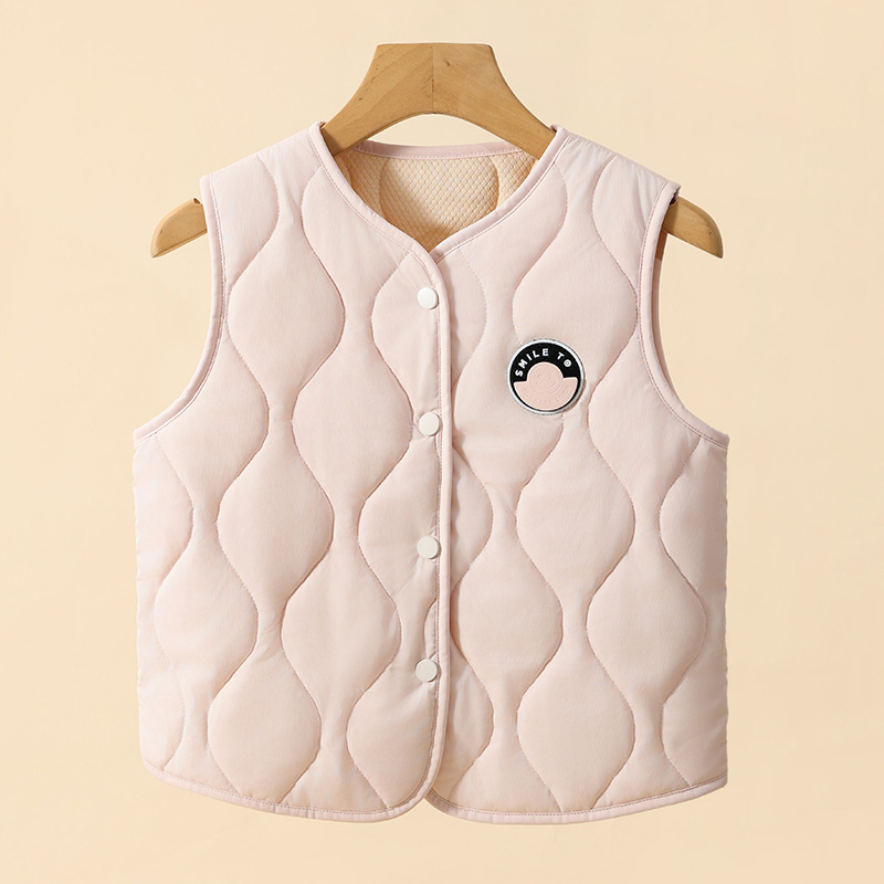 Uniszex gyerekeknek szóló mellény-kardigán, vastag gyapjúkeverék, állat- és mesefigurás mintázat, gombos zárás, pamut bélés