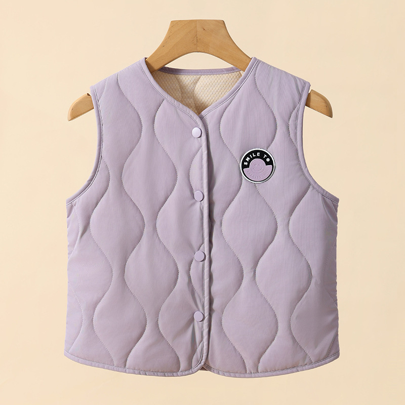 Uniszex gyerekeknek szóló mellény-kardigán, vastag gyapjúkeverék, állat- és mesefigurás mintázat, gombos zárás, pamut bélés