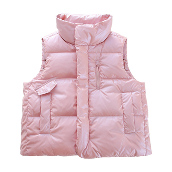 Lányoknak szóló kacsa tollal töltött mellény, koreai stílus, ujjatlan, középméretű, laza szabás
