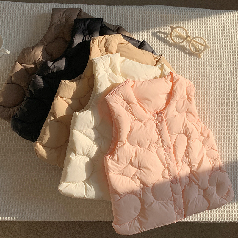 Gyerekeknek szóló pehely mellény kacsa pehely tartalom 81–85%, rövid modell, egy soros zárás