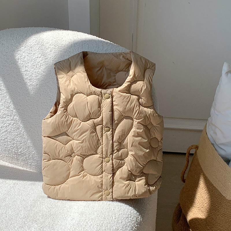 Gyerekeknek szóló pehely mellény kacsa pehely tartalom 81–85%, rövid modell, egy soros zárás