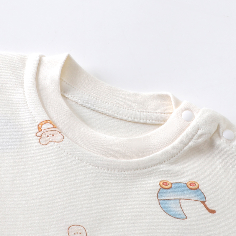 Bērnu pidžamu komplekts, 100% kokvilna, unisex, zīdaiņi (0–80 cm), pavasaris un rudens, apaļa kakla izgriezums, raksti: vienkrāsains vai karikatūras.