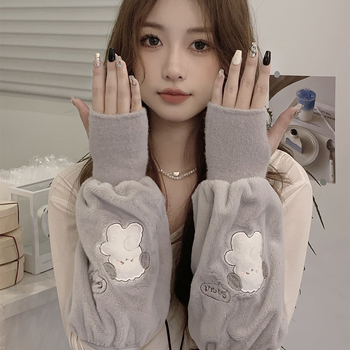 Sievietēm integrētās piedurknes ar rokām – ziemas siltums, karikatūru raksts, izšūšana, divkārša roku aizsardzība ST7777