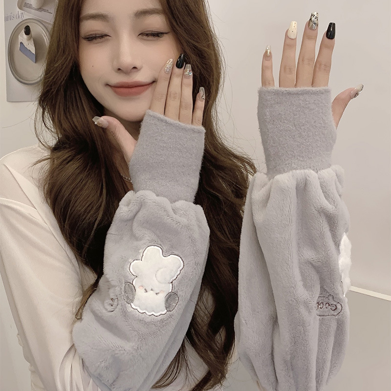 Sievietēm integrētās piedurknes ar rokām – ziemas siltums, karikatūru raksts, izšūšana, divkārša roku aizsardzība ST7777