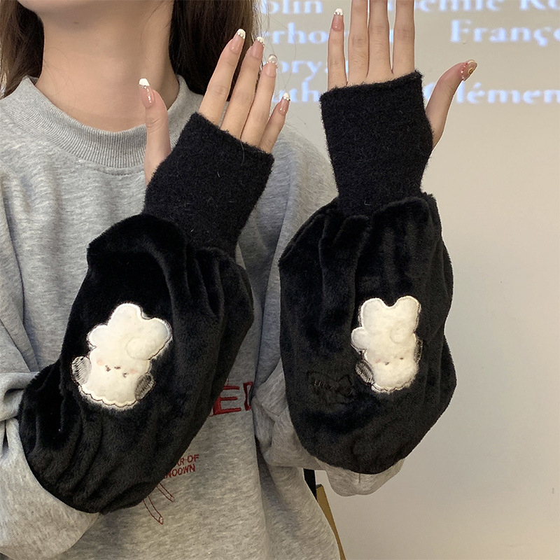 Sievietēm integrētās piedurknes ar rokām – ziemas siltums, karikatūru raksts, izšūšana, divkārša roku aizsardzība ST7777