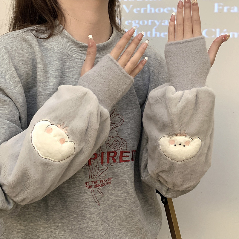 Sievietēm integrētās piedurknes ar rokām – ziemas siltums, karikatūru raksts, izšūšana, divkārša roku aizsardzība ST7777