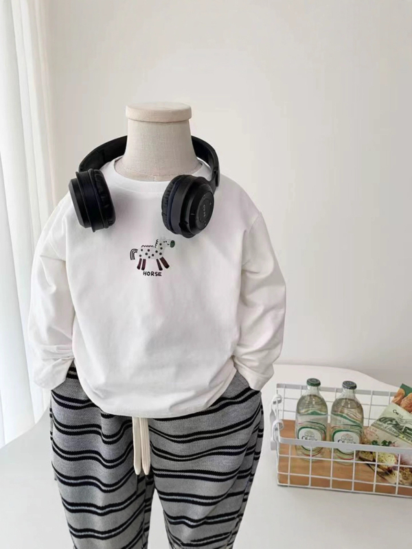 Dječja majica s dugim rukavima od pamuka, unisex, 98% pamuk, karikatura dezen, okrugli izrez