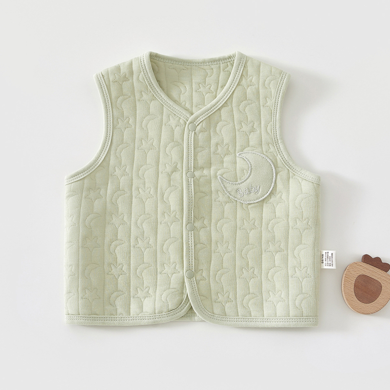 Lastel kvilīt vest 100% puuvillast, polüestervooder ja täidis, unisex, nööpidega ühel real, kevadeks, sügiseks ja talveks