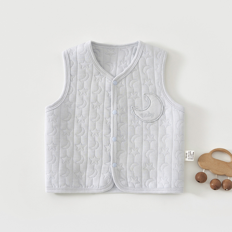 Lastel kvilīt vest 100% puuvillast, polüestervooder ja täidis, unisex, nööpidega ühel real, kevadeks, sügiseks ja talveks