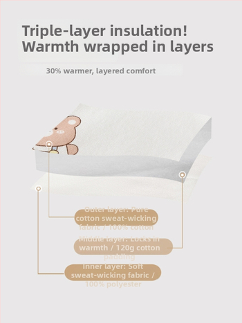 Vaikų medvilnės pūkinių dviejų dalių komplektas rudens-žiemos sezonui, unisex, storintas, Crown Bear atspaudas