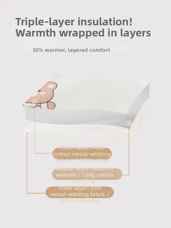 Bērnu kokvilnas divdaļīgs komplekts rudens-ziemas sezonai, universāls, biezināts, Crown Bear druka