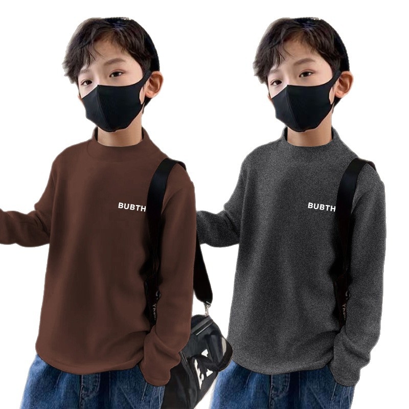 Dječja majica s dugim rukavima - polustojeći ovratnik - crtan uzorak - Derong poliester