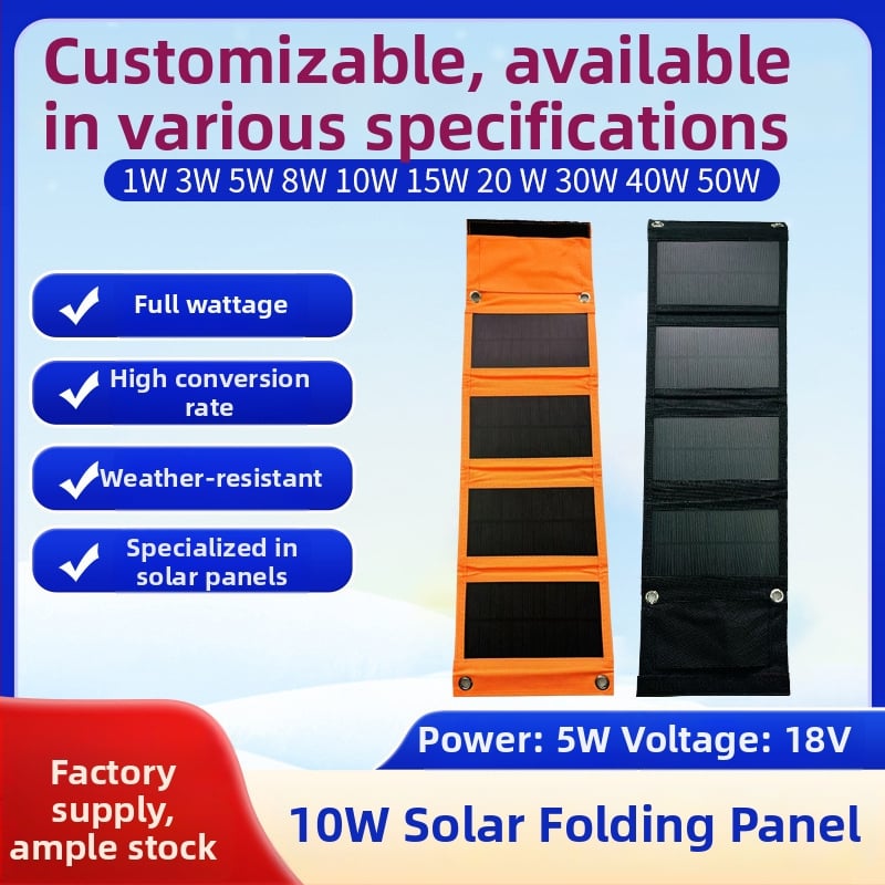 10W nešiojamas sulankstomos saulės skydelis, 4 dalių konstrukcija, lauko kempingo maitinimo šaltinis su USB įkrovimu