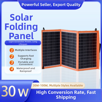 Monokristālisks 30W saules salokāma uzlādes soma, 18V, div USB porti, ūdensizturīga, ārējai lietošanai