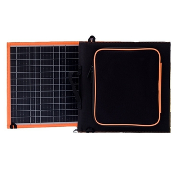 Monokristālisks 30W saules salokāma uzlādes soma, 18V, div USB porti, ūdensizturīga, ārējai lietošanai
