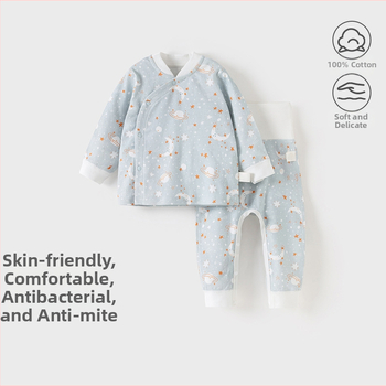 Vaikų medvilninis dviejų dalių apatinių komplektas, apvali kaklo linija, 100% medvilnė, skirtas 1–3 metų vaikams (80–100 cm), pavasaris–ruduo