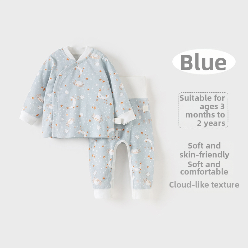 Vaikų medvilninis dviejų dalių apatinių komplektas, apvali kaklo linija, 100% medvilnė, skirtas 1–3 metų vaikams (80–100 cm), pavasaris–ruduo